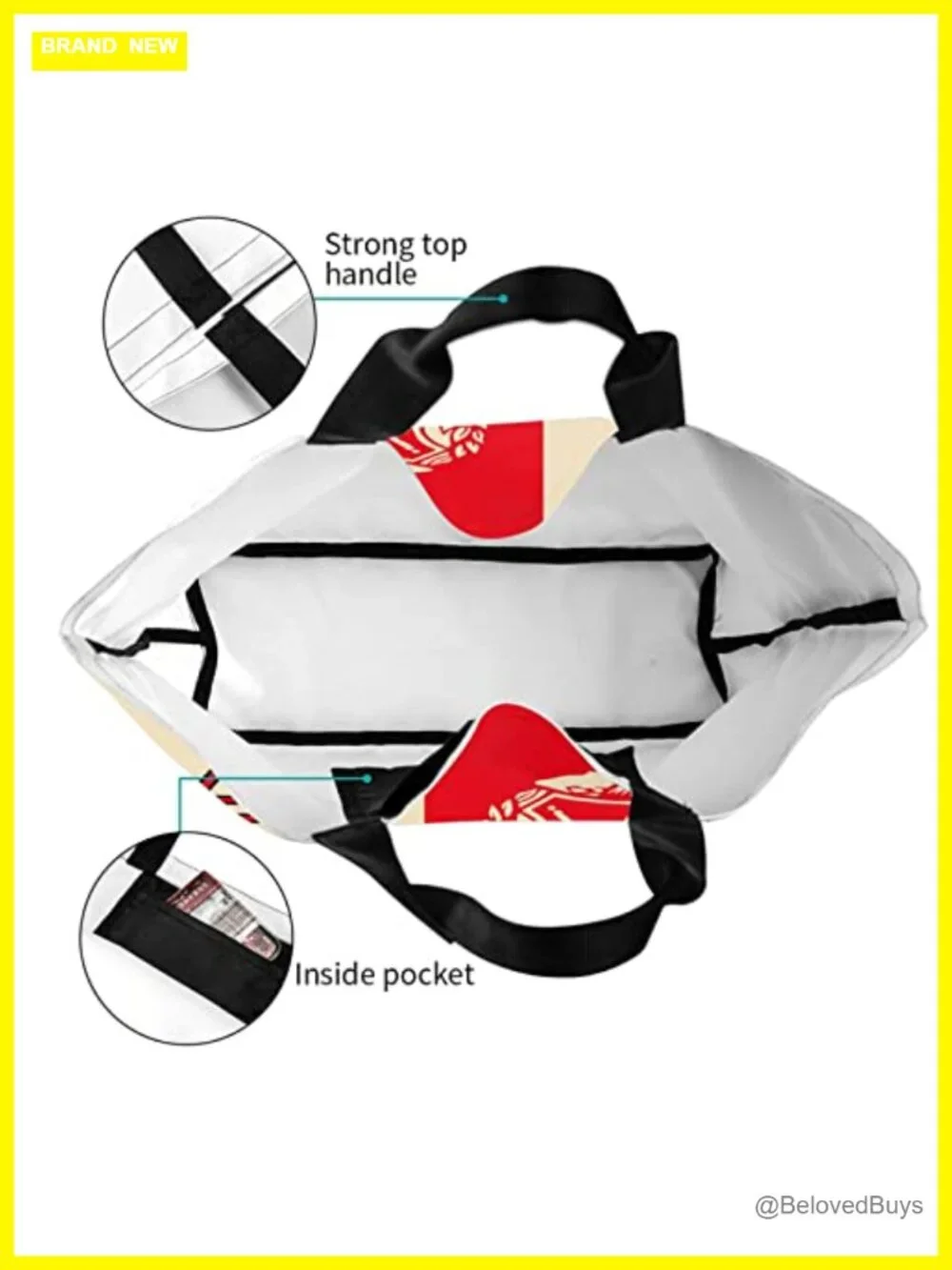 Large Capacity Shopping Tote Bag, Polyester, Adjustable Strap, Water-Resistant,